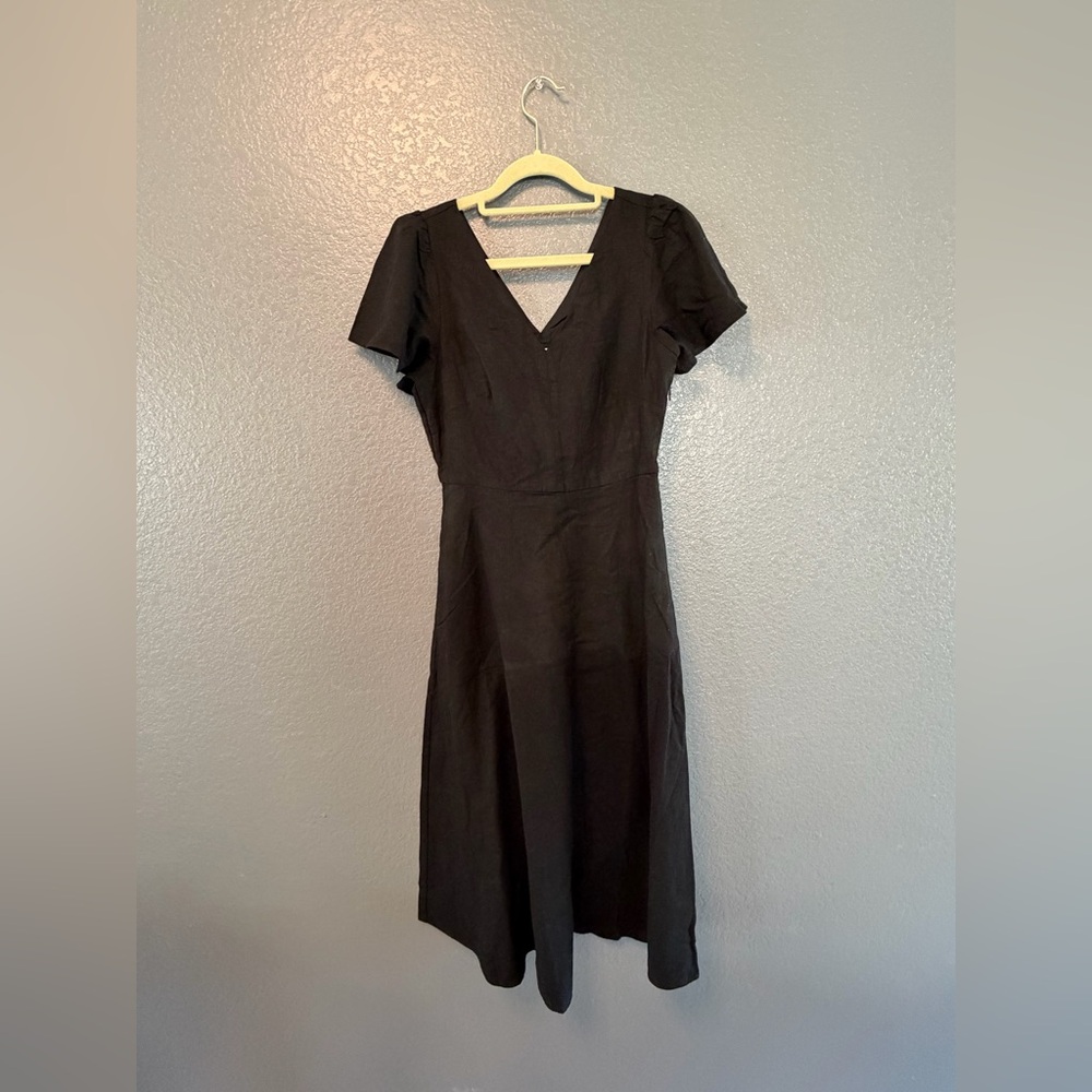 J. Crew Linen-Blend Midi Dress - NWT - 0 - Black - Picture 2 of 4